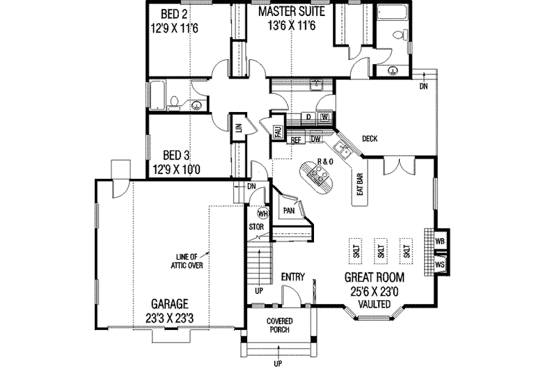 House Plan Design - Floor Plan - Main Floor for Traditional House Plan #60-117 - 3 bed, 2 bath