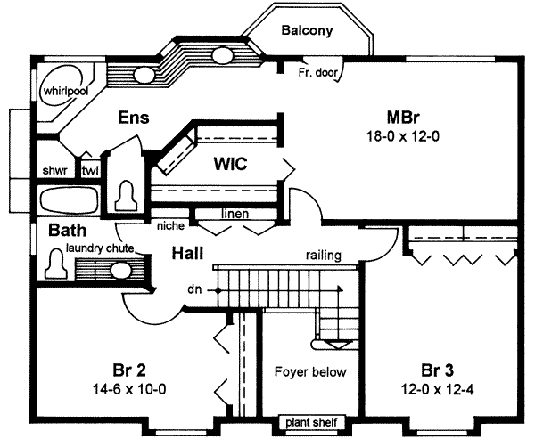 Country Floor Plan - Upper Floor Plan #126-126