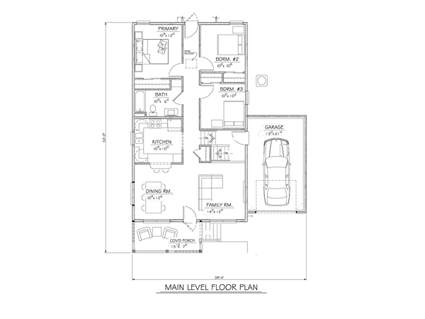 House Plan Design - Floor Plan - Main Floor for Traditional House Plan #1122-9 - 3 bed, 1 bath