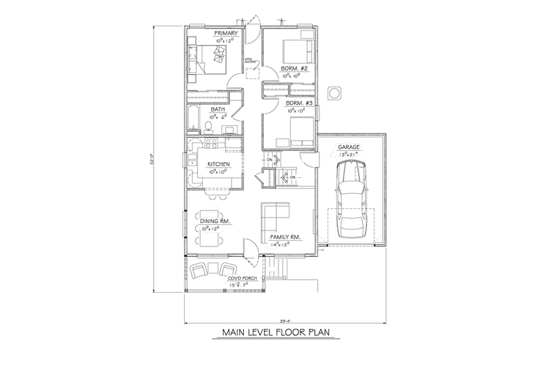 House Plan Design - Floor Plan - Main Floor for Traditional House Plan #1122-9 - 3 bed, 1 bath