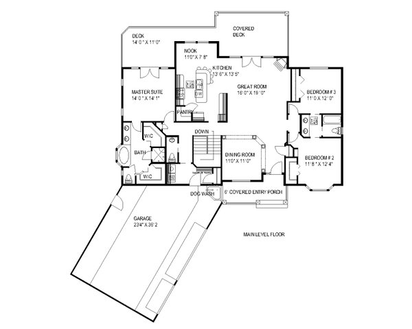 Floor Plan - Main Floor for Traditional House Plan #117-1101 - 3 bed, 3 bath