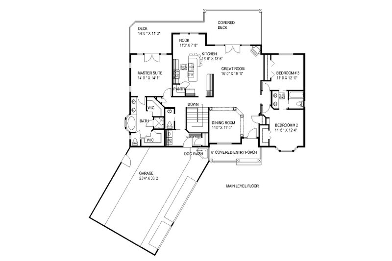 House Design - Floor Plan - Main Floor for Traditional House Plan #117-1101 - 3 bed, 3 bath