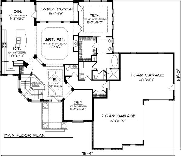 Ranch Floor Plan - Main Floor Plan #70-1067