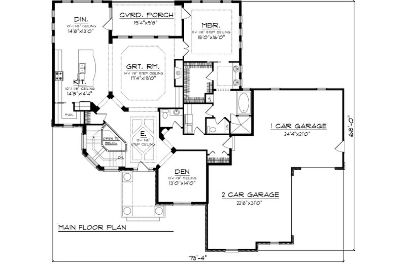 Home Plan - Floor Plan - Main Floor for Ranch House Plan #70-1067 - 3 bed, 3.5 bath