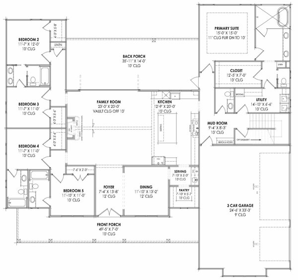 Architectural House Design - Farmhouse Floor Plan - Main Floor Plan #1096-156