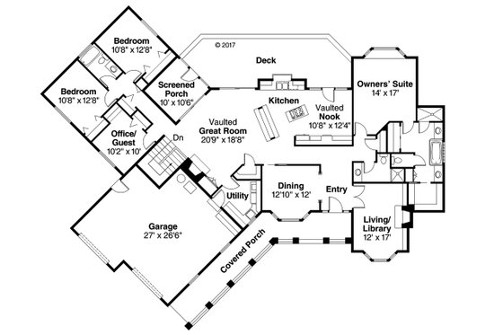 Floor Plan - Main Floor for Ranch House Plan #124-188 - 4 bed, 3 bath