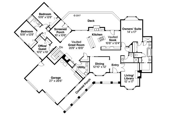 Architectural House Design - Ranch Floor Plan - Main Floor Plan #124-188