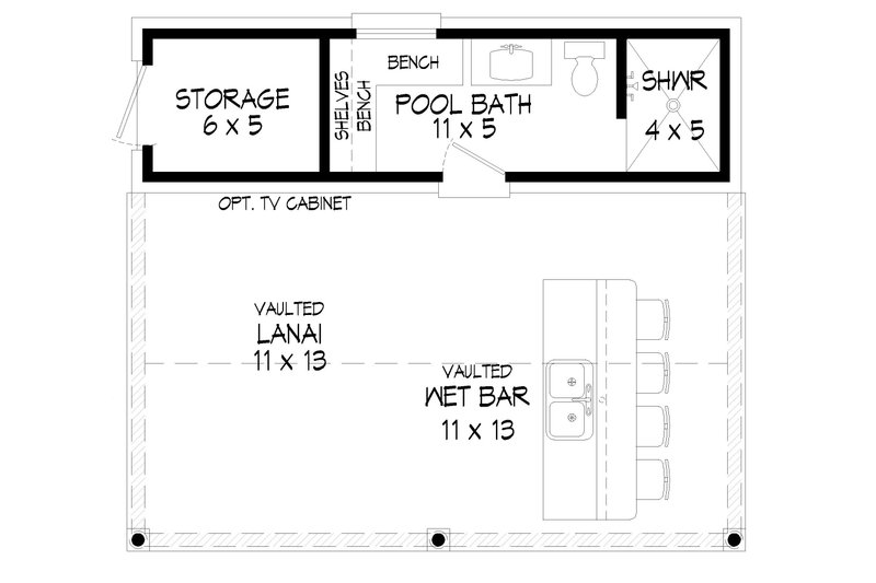 House Blueprint - Floor Plan - Main Floor for Traditional House Plan #932-497, 1 bath