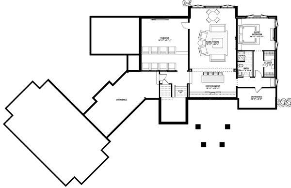 Home Plan - Floor Plan - Lower Floor for Farmhouse House Plan #928-451 - 4 bed, 3.5 bath