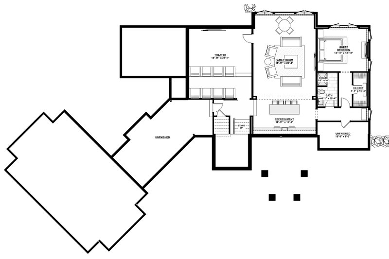 Home Plan - Floor Plan - Lower Floor for Farmhouse House Plan #928-451 - 4 bed, 3.5 bath