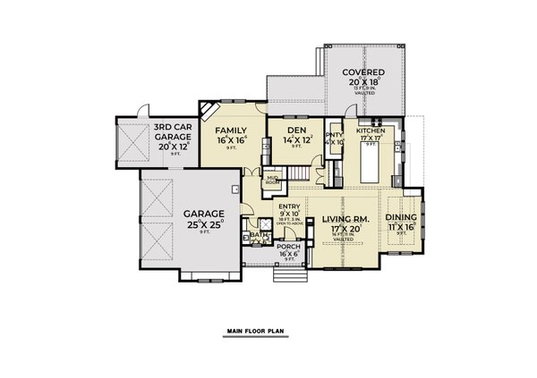 Dream House Plan - Farmhouse Floor Plan - Main Floor Plan #1070-92