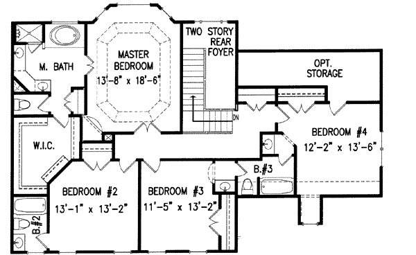 Colonial Floor Plan - Upper Floor Plan #54-150