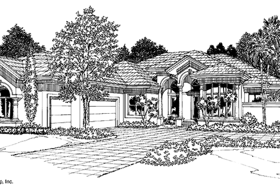 Exterior - Front Elevation 3 for Mediterranean House Plan #930-24 - 3 bed, 3 bath