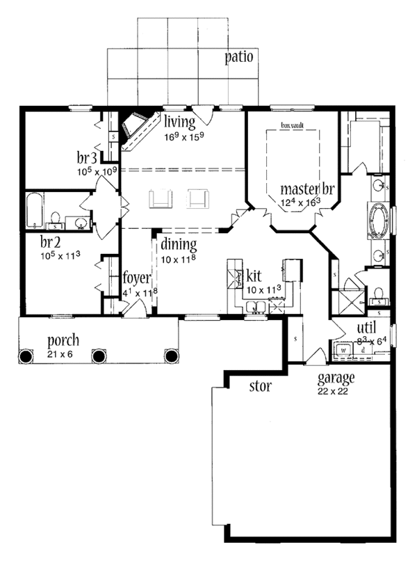 Architectural House Design - European Floor Plan - Main Floor Plan #36-554