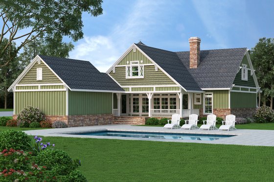 Exterior - Rear Elevation for Craftsman House Plan #45-377 - 3 bed, 2 bath