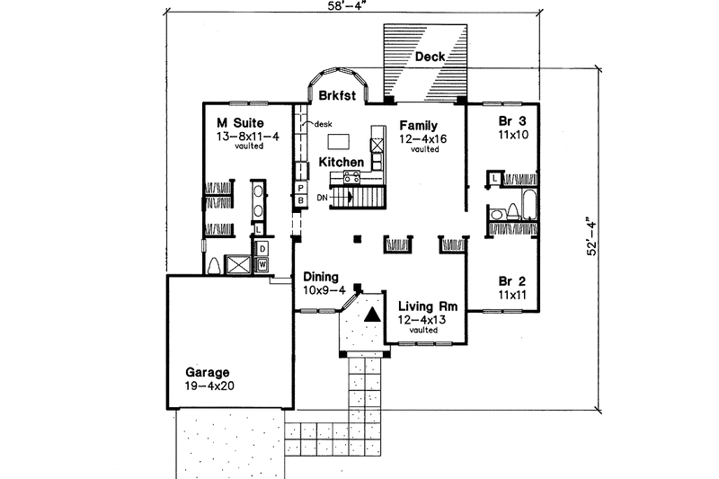 Architectural House Design - Floor Plan - Main Floor for Ranch House Plan #320-588 - 3 bed, 2 bath