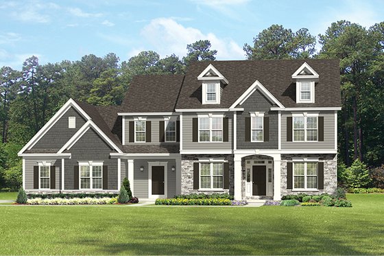 Exterior - Front Elevation 4 for Colonial House Plan #1010-175 - 4 bed, 3.5 bath