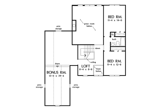 Floor Plan - Upper Floor for Traditional House Plan #929-561 - 3 bed, 2.5 bath