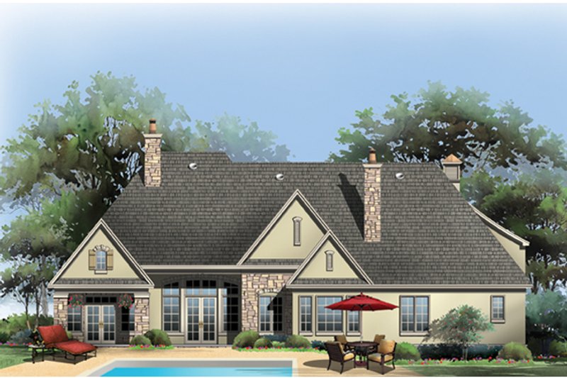 Dream House Plan - Exterior - Rear Elevation for European House Plan #929-914 - 3 bed, 2.5 bath