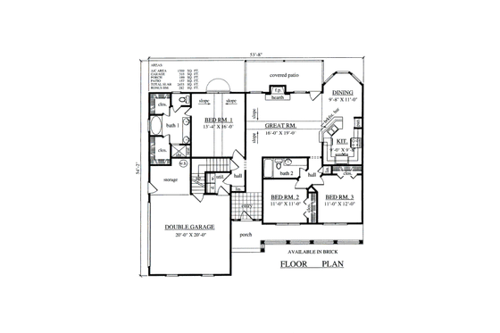 Floor Plan - Main Floor for Traditional House Plan #42-359 - 3 bed, 2 bath
