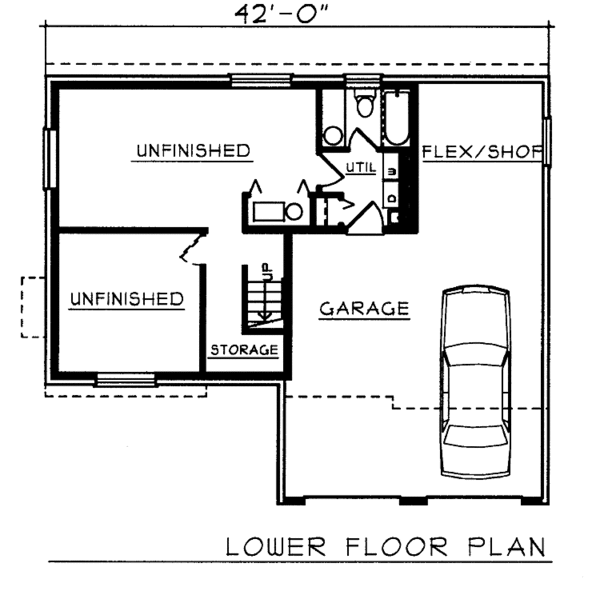 Home Plan - Contemporary Floor Plan - Lower Floor Plan #100-507