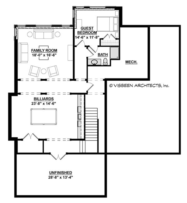 Traditional Floor Plan - Lower Floor Plan #928-288