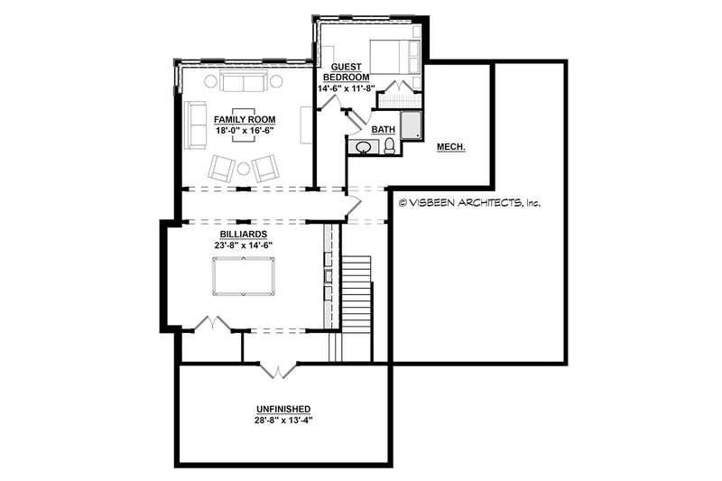 Architectural House Design - Floor Plan - Lower Floor for Traditional House Plan #928-288 - 3 bed, 2.5 bath