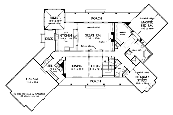 Floor Plan - Main Floor for Craftsman House Plan #929-497 - 4 bed, 4 bath