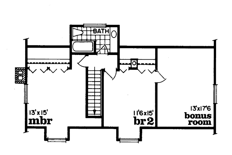 Dream House Plan - Floor Plan - Upper Floor for Country House Plan #47-674 - 2 bed, 2 bath
