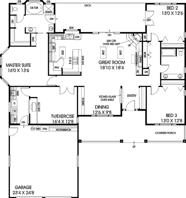 Home Plan - Country Floor Plan - Main Floor Plan #60-1034