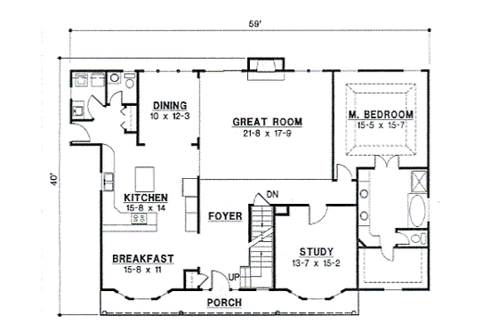 Floor Plan - Main Floor for Country House Plan #67-708 - 3 bed, 2.5 bath