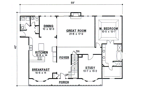 Country Floor Plan - Main Floor Plan #67-708