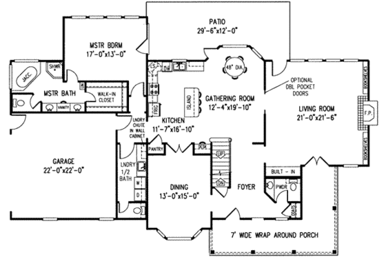 Floor Plan - Main Floor for Farmhouse House Plan #11-209 - 4 bed, 4 bath