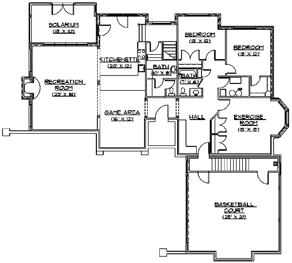 Home Plan - European Floor Plan - Lower Floor Plan #5-135