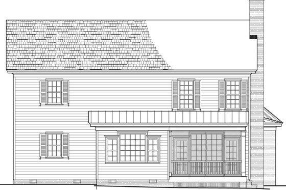 Exterior - Rear Elevation for Country House Plan #137-411 - 4 bed, 3.5 bath