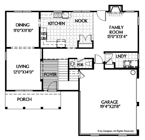 House Plan Design - Country Floor Plan - Main Floor Plan #999-79
