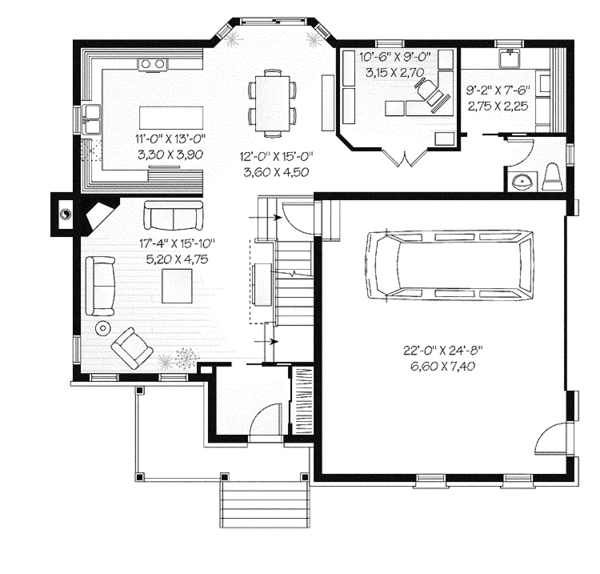 House Blueprint - European Floor Plan - Main Floor Plan #23-2544