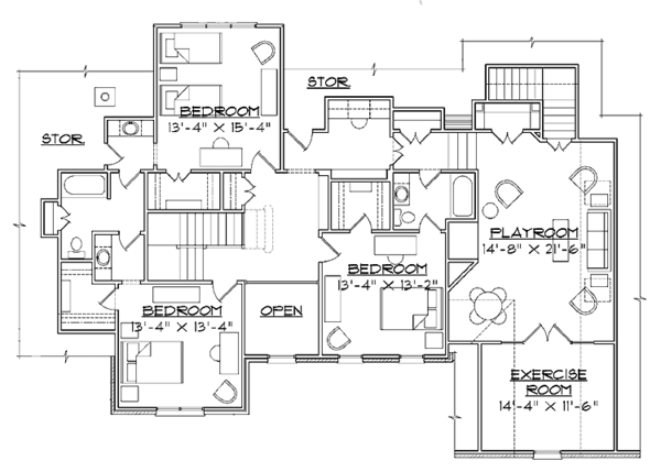 Home Plan - Traditional Floor Plan - Upper Floor Plan #1054-8