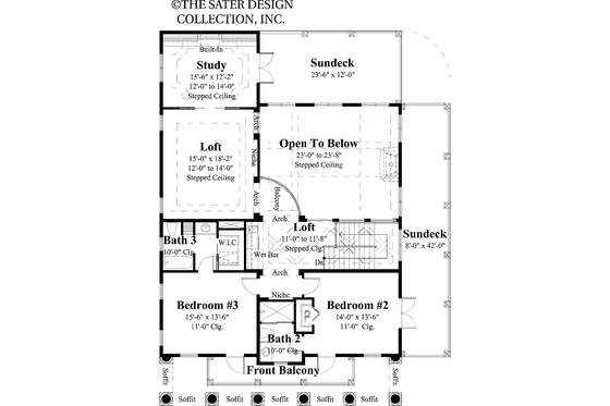 Floor Plan - Upper Floor for Southern House Plan #930-404 - 3 bed, 3.5 bath