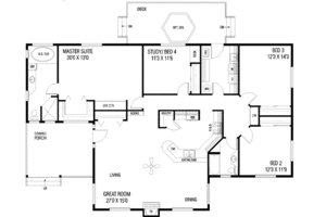 Floor Plan - Main Floor for Traditional House Plan #60-521 - 4 bed, 2 bath