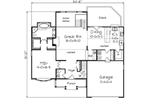 Floor Plan - Main Floor for Traditional House Plan #57-124 - 4 bed, 2.5 bath