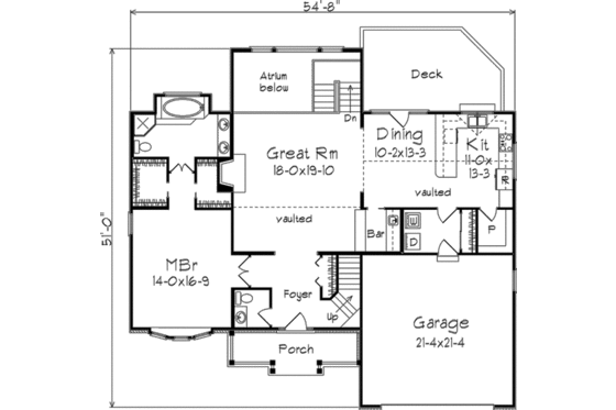 Floor Plan - Main Floor for Traditional House Plan #57-124 - 4 bed, 2.5 bath