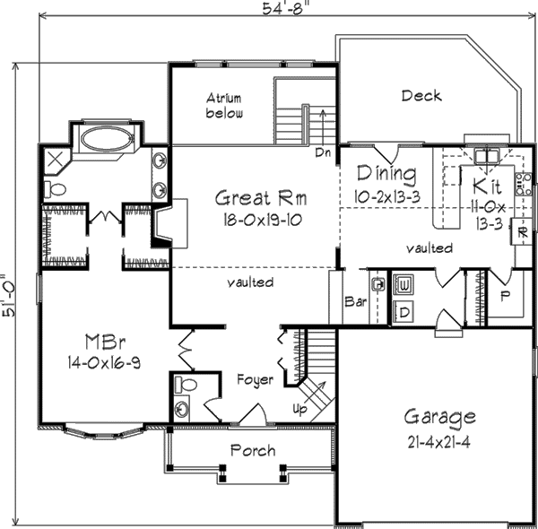 Architectural House Design - Traditional Floor Plan - Main Floor Plan #57-124