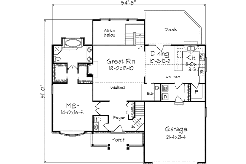 Architectural House Design - Floor Plan - Main Floor for Traditional House Plan #57-124 - 4 bed, 2.5 bath
