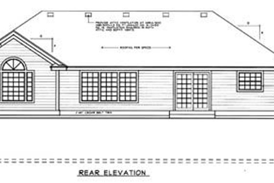 Exterior - Rear Elevation for Traditional House Plan #93-102 - 2 bed, 2 bath