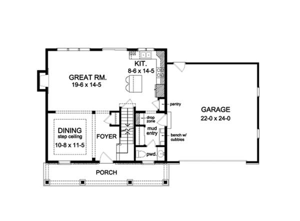 Home Plan - Colonial Floor Plan - Main Floor Plan #1010-113