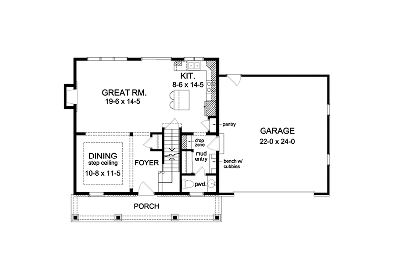 House Plan Design - Floor Plan - Main Floor for Colonial House Plan #1010-113 - 3 bed, 2.5 bath