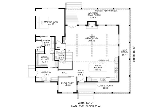 Floor Plan - Main Floor for Cabin House Plan #932-776 - 3 bed, 2.5 bath
