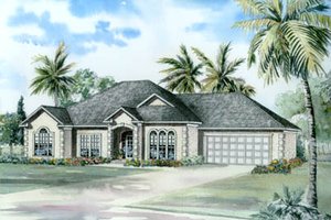 Mediterranean Exterior - Front Elevation Plan #17-1128