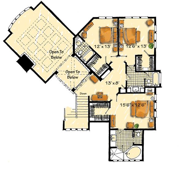 Craftsman Floor Plan - Upper Floor Plan #942-16